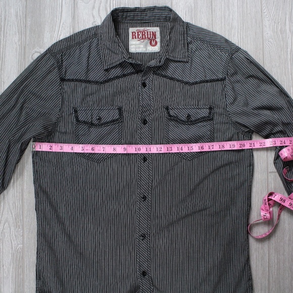 Rerun Western Embroidered Black Stripe Sz Medium - Picture 5 of 8
